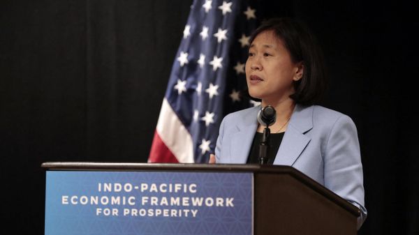 US Trade Representative Katherine Tai speaks at the closing news conference of the Indo-Pacific Economic Framework Ministerial meeting  in Detroit, Michigan, on May 27, 2023 - Sputnik International