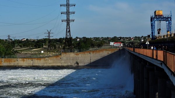 This photo taken on May 20, 2022, shows a view of the Kakhovka Hydroelectric Power Plant, Kherson Oblast. - Sputnik International