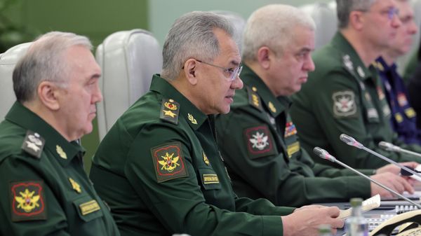Russian Defense Minister Sergei Shoigu holds a video conference at the Russian National Defense Management Centre, in Moscow, Russia - Sputnik International