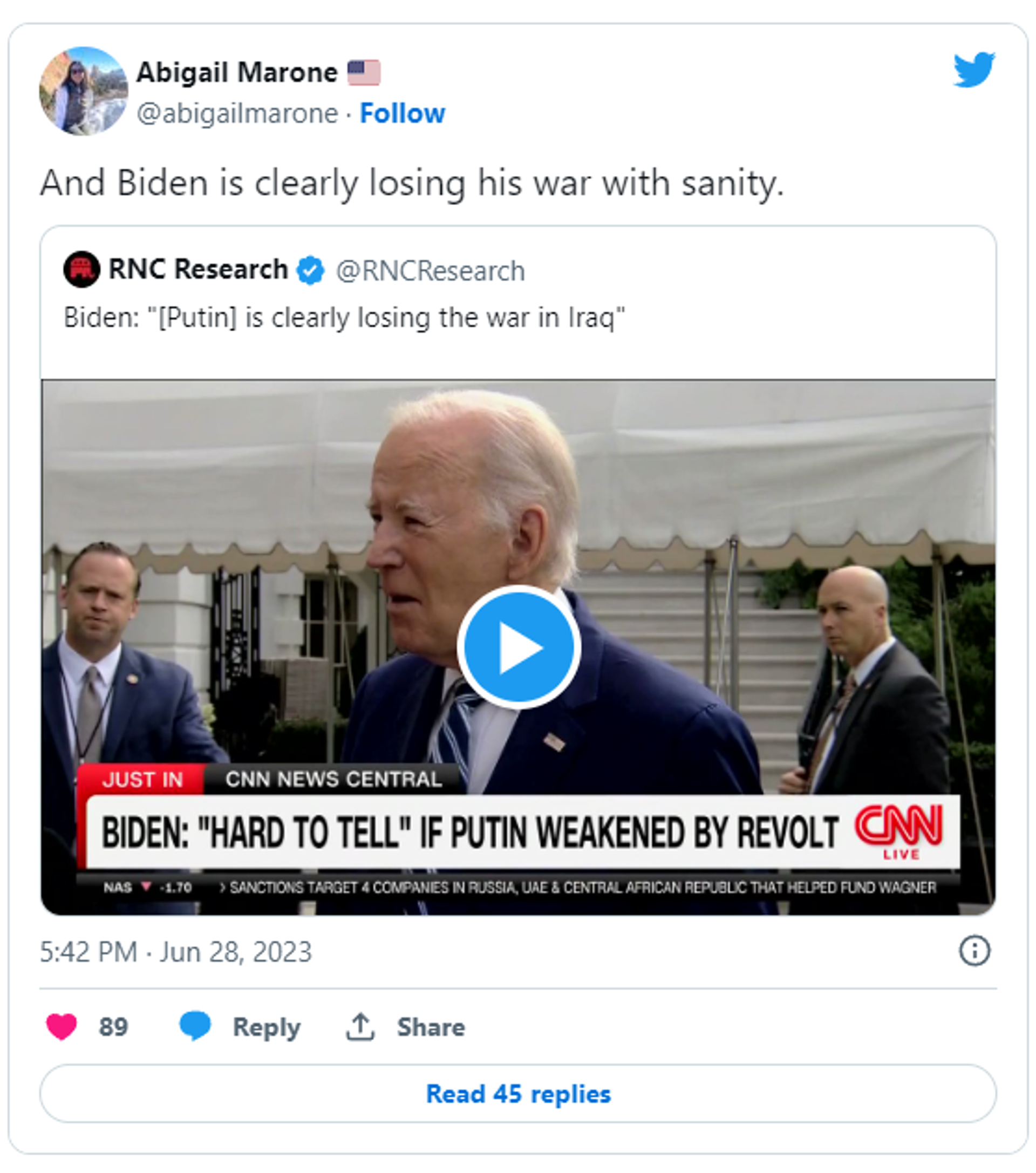Abigail Marone Twitter screenshot - Sputnik International, 1920, 29.06.2023