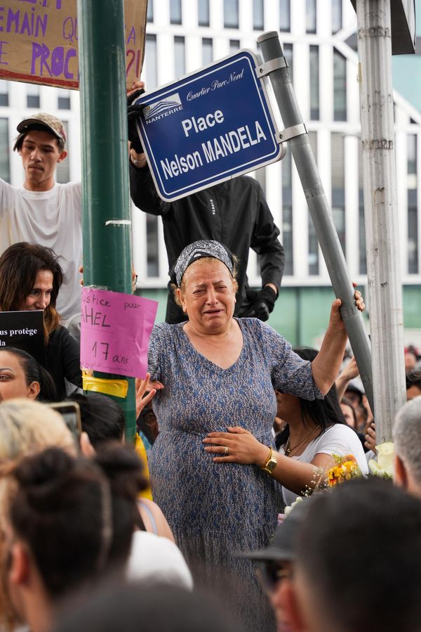 Nahel's grand-mother Nadia takes part in a commemoration march for the teenager, who was shot dead by a policeman. - Sputnik International
