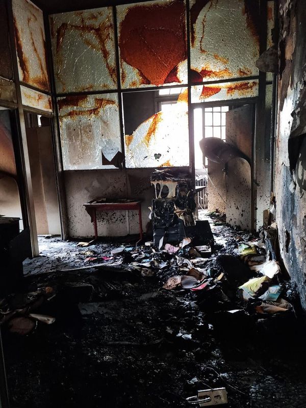 This photograph shows a burnt and destroyed room inside the L'Ile-Saint-Denis city hall, north of Paris. - Sputnik International