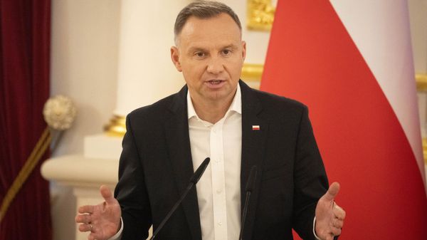 Polish President Andrzej Duda speaks during joint news conference with Ukrainian President Volodymyr Zelenskyy and Lithuania's President Gitanas Nauseda following their talks at The Mariinskyi Palace in Kyiv, Ukraine, Wednesday, June 28, 2023.  - Sputnik International