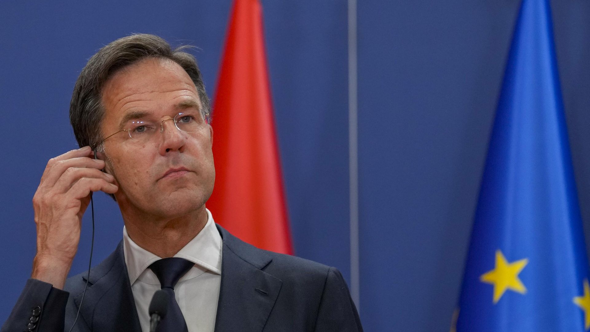 Netherland's Prime Minister Mark Rutte listens to a question during a press conference after talks with Serbia's President Aleksandar Vucic and Luxembourg Prime Minister Xavier Bettel at the Serbia Palace, in Belgrade, Serbia, Monday, July 3, 2023. Rutte and Bettel are on a one day visit to Serbia. - Sputnik International, 1920, 04.12.2023