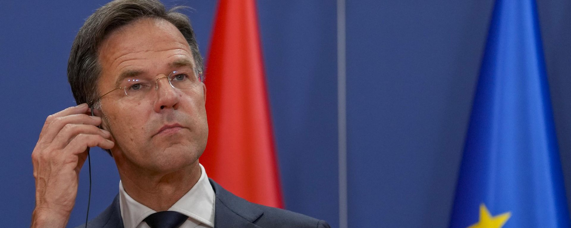Netherland's Prime Minister Mark Rutte listens to a question during a press conference after talks with Serbia's President Aleksandar Vucic and Luxembourg Prime Minister Xavier Bettel at the Serbia Palace, in Belgrade, Serbia, Monday, July 3, 2023. Rutte and Bettel are on a one day visit to Serbia. - Sputnik International, 1920, 26.07.2025