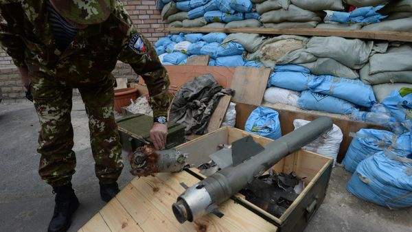 Fragments of cluster munitions used by the Ukrainian military to shell the town of Gorlovka in the Donetsk region. - Sputnik International