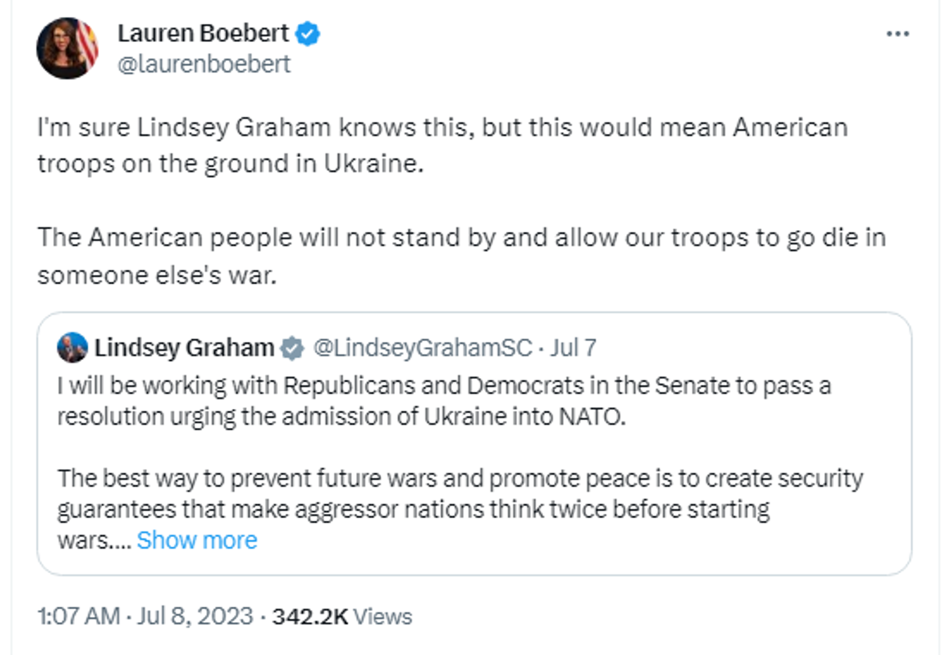 Screensgrab of Twitter post by Rep. Lauren Boebert (R-Colo.). - Sputnik International, 1920, 09.07.2023