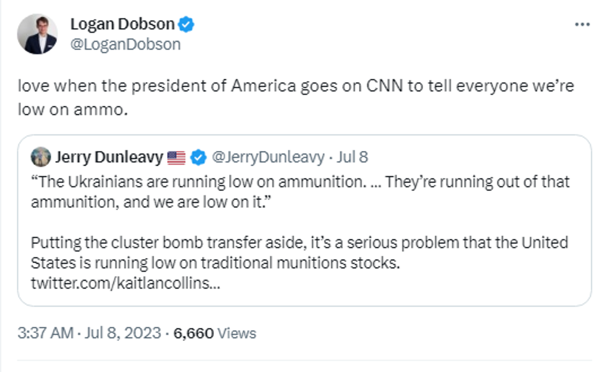 Screenshot of Twitter post by  political operative Logan Dobson. - Sputnik International, 1920, 10.07.2023