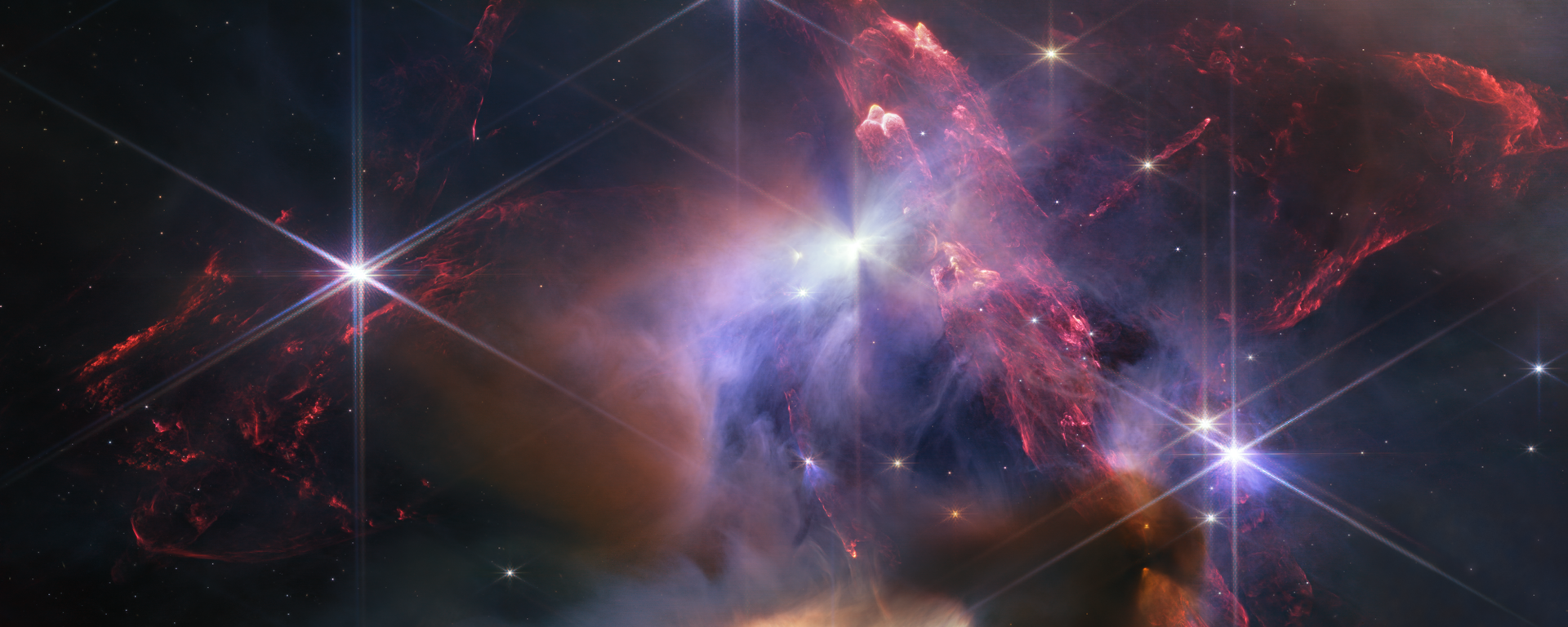 The first anniversary image from NASA’s James Webb Space Telescope displays star birth like it’s never been seen before, full of detailed, impressionistic texture. The subject is the Rho Ophiuchi cloud complex, the closest star-forming region to Earth. The first anniversary image from NASA’s James Webb Space Telescope displays star birth like it’s never been seen before, full of detailed, impressionistic texture. The subject is the Rho Ophiuchi cloud complex, the closest star-forming region to Earth. - Sputnik International, 1920, 28.11.2023