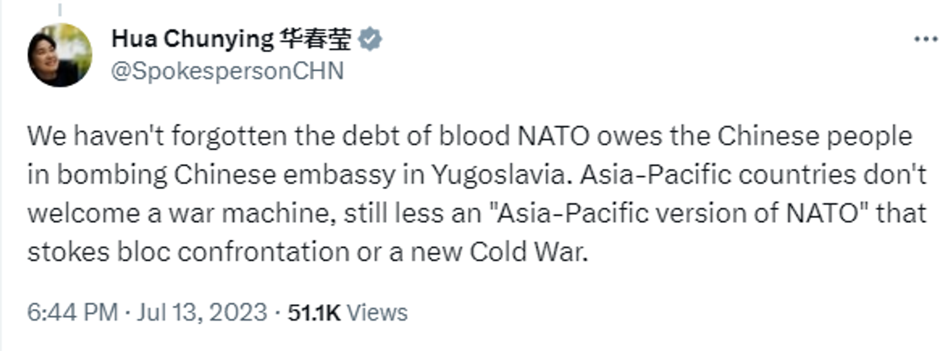 Screengrab of Twitter post by Chinese Foreign Ministry Spokesperson Hua Chunying. Screengrab of Twitter post by Chinese Foreign Ministry Spokesperson Hua Chunying. - Sputnik International, 1920, 15.07.2023