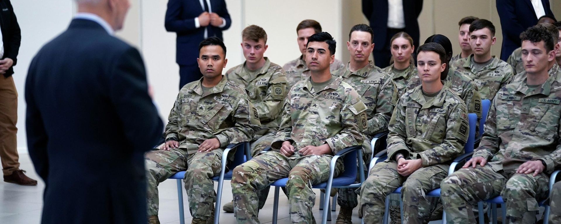 FILE - President Joe Biden speaks to members of the 82nd Airborne Division at the G2A Arena, March 25, 2022, in Jasionka, Poland. - Sputnik International, 1920, 15.07.2023