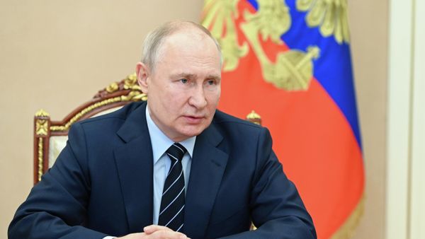 Russian President Vladimir Putin chairs a meeting with members of the Security Council via a video conference at the Kremlin in Moscow, Russia. - Sputnik International