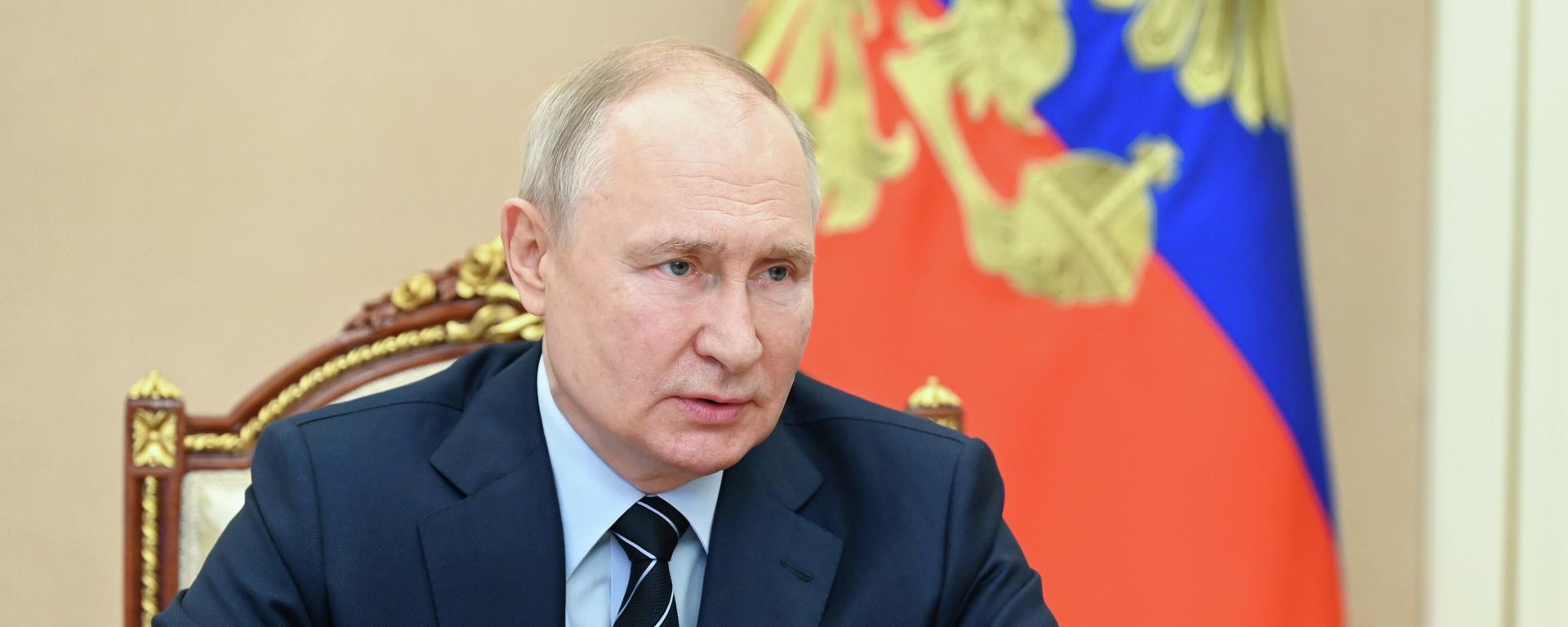 Russian President Vladimir Putin chairs a meeting with members of the Security Council via a video conference at the Kremlin in Moscow, Russia. Russian President Vladimir Putin chairs a meeting with members of the Security Council via a video conference at the Kremlin in Moscow, Russia. - Sputnik International, 1920, 16.07.2023