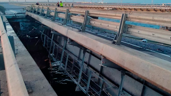 Crimean Bridge after Ukrainian terror attack - Sputnik International