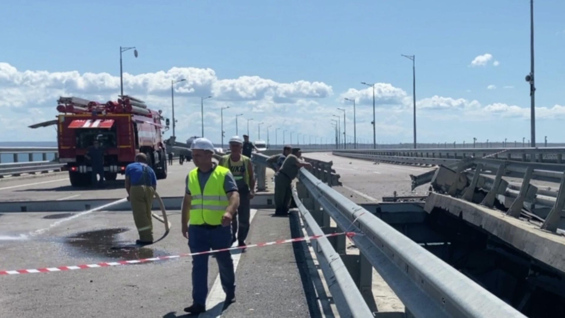The Crimean Bridge following a terror attack on July 17, 2023 The Crimean Bridge following a terror attack on July 17, 2023 - Sputnik International, 1920, 17.07.2023