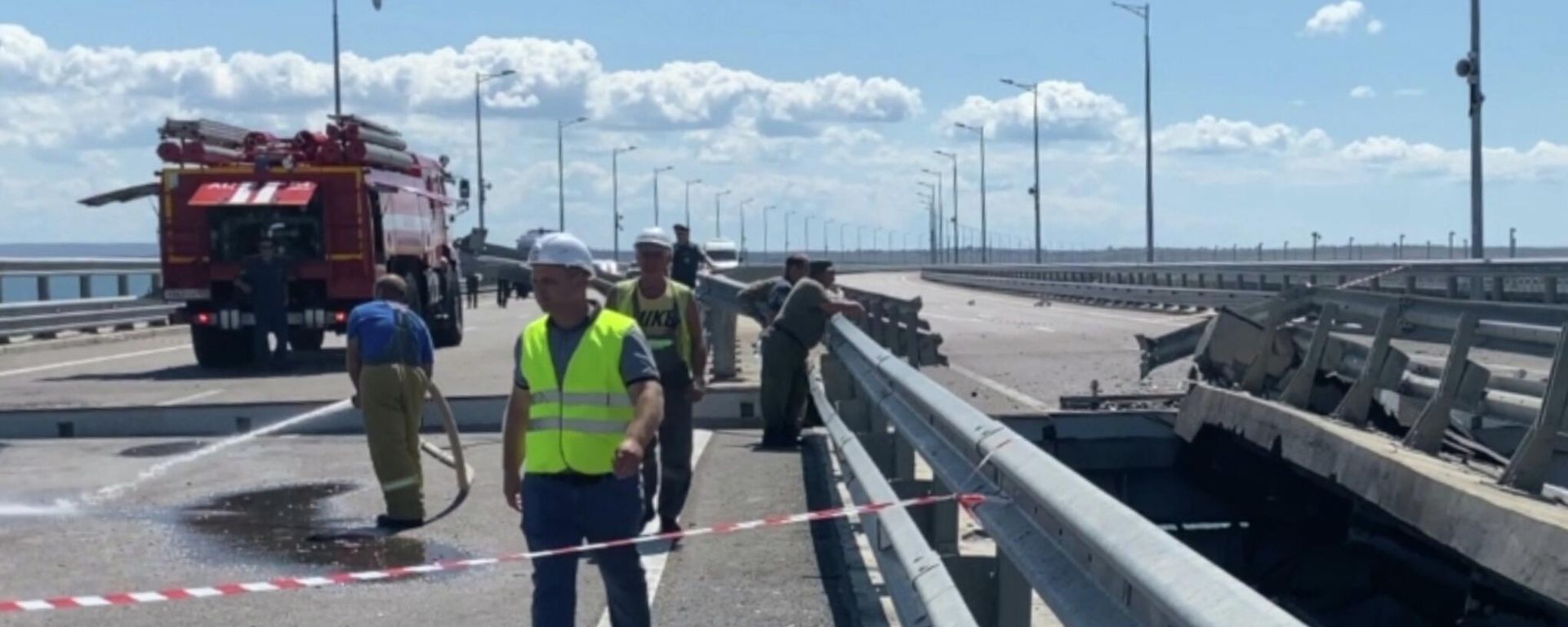 The Crimean Bridge following a terror attack on July 17, 2023 - Sputnik International, 1920, 17.07.2023