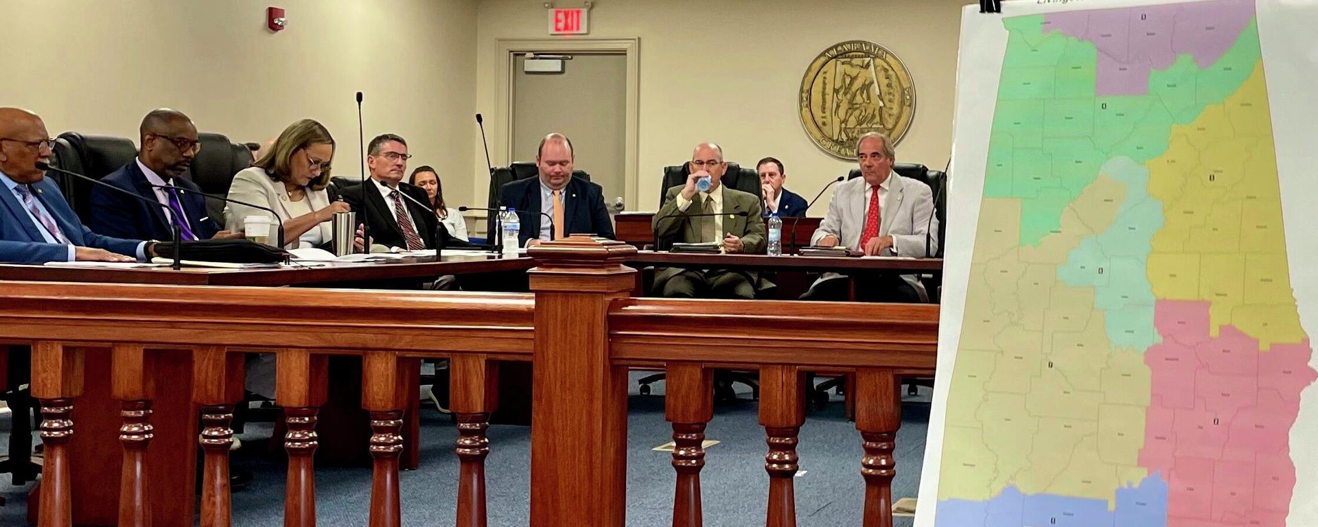An Alabama Senate committee discusses a proposal to draw new congressional district lines on Thursday, July 20, 2023 in Montgomery, Ala. Alabama lawmakers face a July 21 deadline to draw new congressional lines after the U.S. Supreme Court in June upheld a finding that the current state map— with one majority-Black district out of seven in a state that is 27% Black — likely violates the federal Voting Rights Act. An Alabama Senate committee discusses a proposal to draw new congressional district lines on Thursday, July 20, 2023 in Montgomery, Ala. Alabama lawmakers face a July 21 deadline to draw new congressional lines after the U.S. Supreme Court in June upheld a finding that the current state map— with one majority-Black district out of seven in a state that is 27% Black — likely violates the federal Voting Rights Act. - Sputnik International, 1920, 27.09.2023