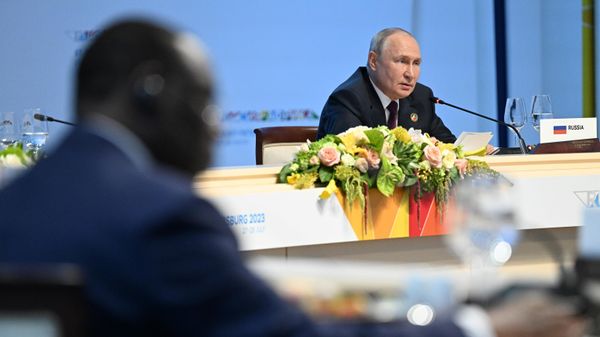 Vladimir Putin and African leaders  - Sputnik International