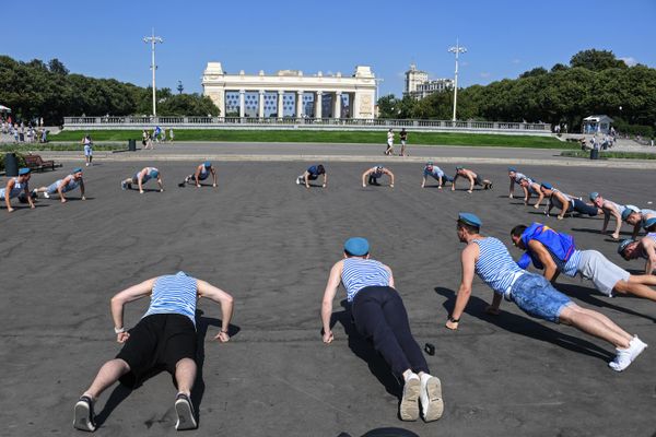 Participants in celebration of Airborne Forces Day in Gorky Park, Moscow. - Sputnik International