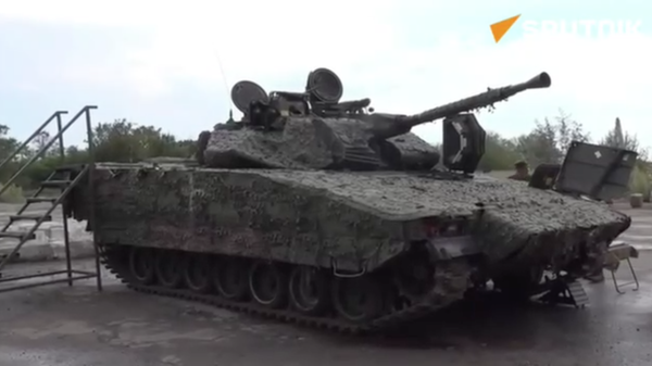 The captured Swedish CV-90 infantry fighting vehicle was shown to Russian Defense Minister Sergey Shoigu during an inspection of the command post of the Tsentr Group of Forces in the zone of the special military op  - Sputnik International