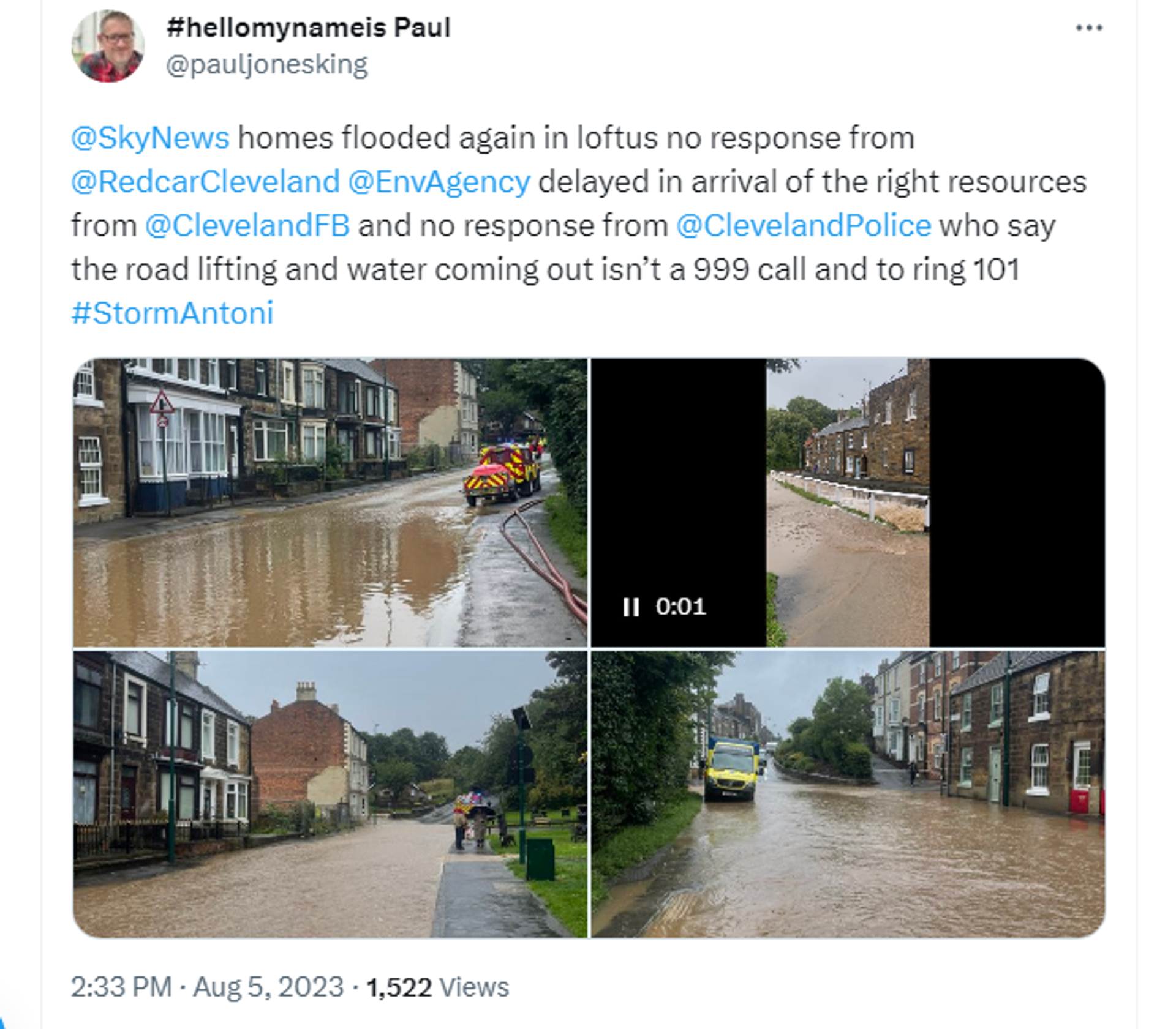 A Twitter screenshot of Storm Antoni's consequences in the UK  - Sputnik International, 1920, 05.08.2023