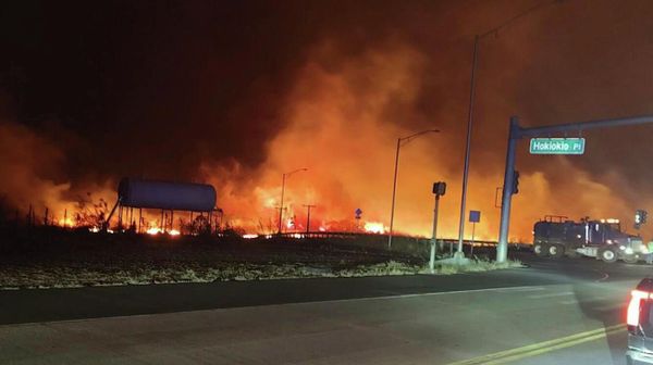 This photo provided by County of Maui shows fire and smoke filling the sky from wildfires on the intersection at Hokiokio Place and Lahaina Bypass in Maui, Hawaii on Tuesday, Aug. 8, 2023.  - Sputnik International