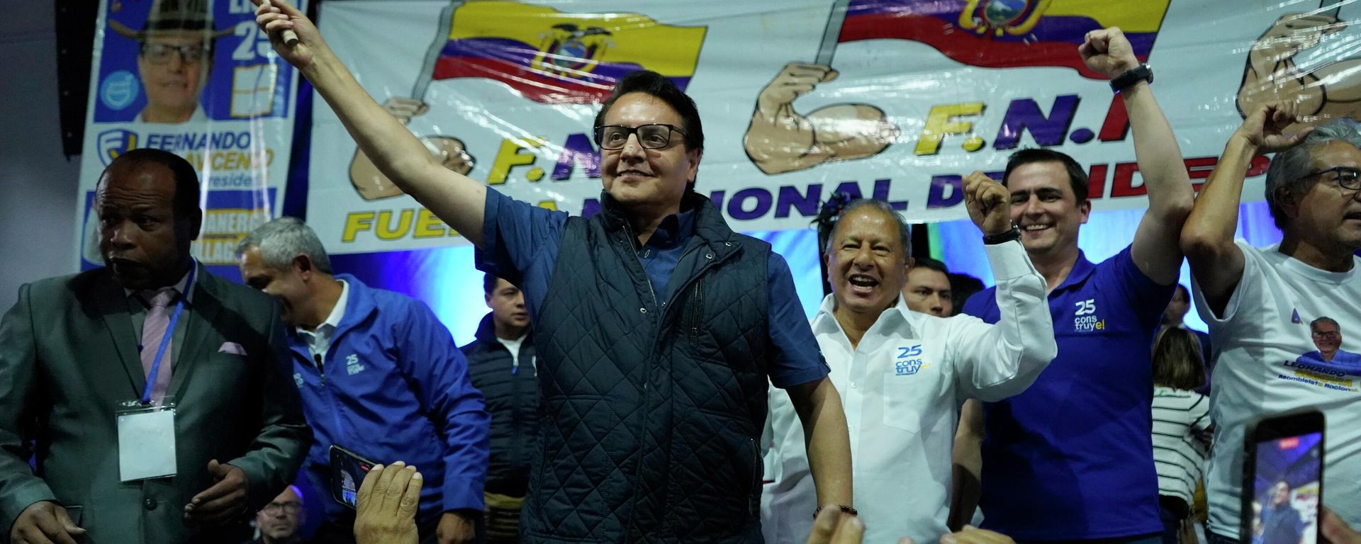 Presidential candidate Fernando Villavicencio during a campaign event minutes before he was shot to death in Quito, Ecuador, Wednesday, Aug. 9, 2023. Presidential candidate Fernando Villavicencio during a campaign event minutes before he was shot to death in Quito, Ecuador, Wednesday, Aug. 9, 2023. - Sputnik International, 1920, 10.08.2023