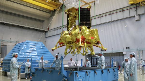 Luna-25 delivered to the Vostochny Cosmodrome in Russia's Far East. August 2023. - Sputnik International