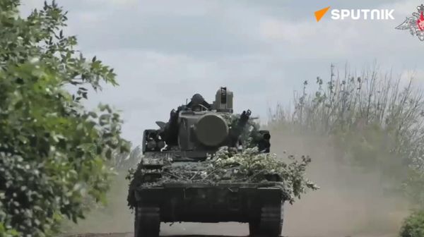 Russian Tunguska-M1 self-propelled anti-aircraft gun crew’s work in special military op zone - Sputnik International