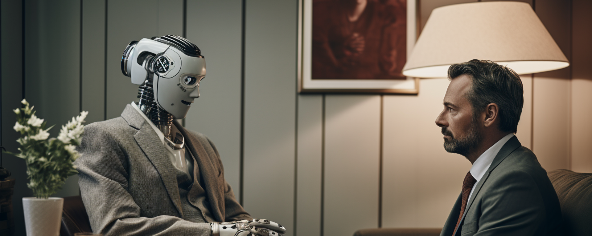An AI interpretation of a Robot therapist advising a man - Sputnik International, 1920, 28.10.2025