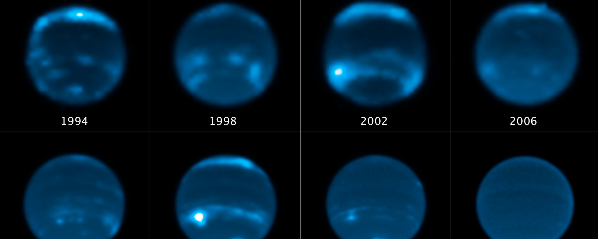 This sequence of Hubble Space Telescope images chronicles the waxing and waning of the amount of cloud cover on Neptune. - Sputnik International, 1920, 18.08.2023