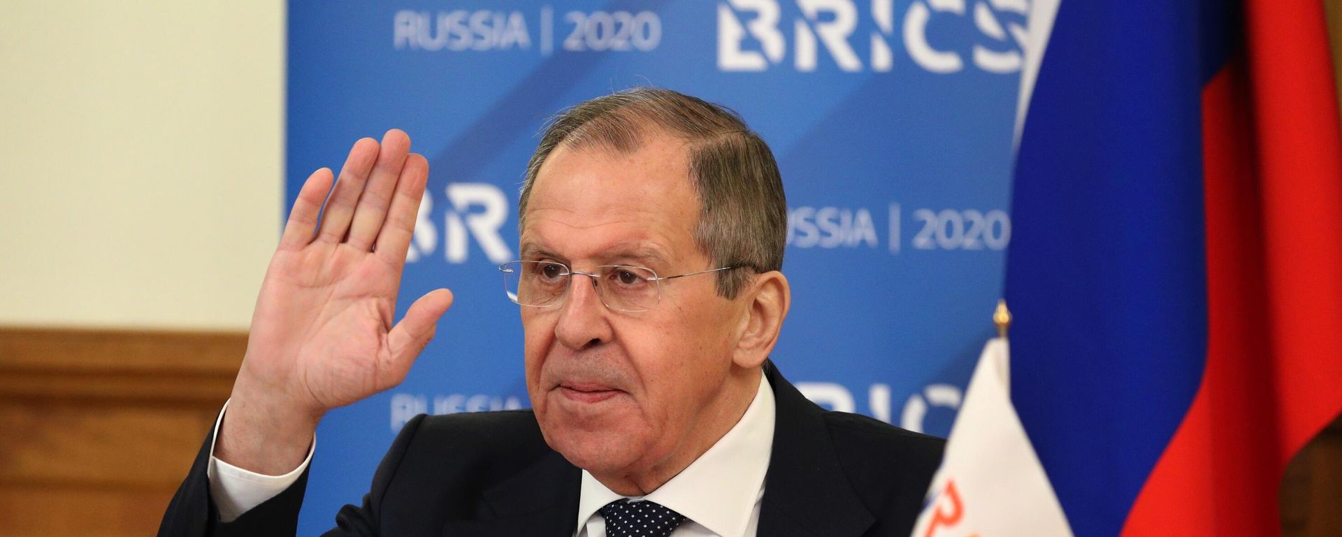 Russian Foreign Minister Sergey Lavrov takes part in an online BRICS meeting. File photo Russian Foreign Minister Sergey Lavrov takes part in an online BRICS meeting. File photo - Sputnik International, 1920, 09.10.2023
