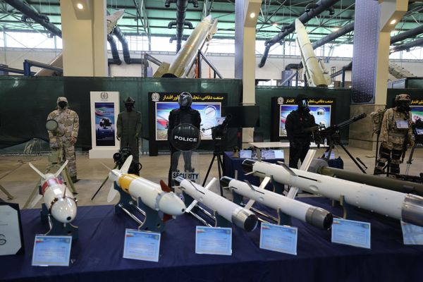 Pictured here is an exhibition of Iran's defense industry achievements, on August 23, 2023, in Tehran. Iran unveiled  its latest domestically built drone, on August 22, that can fly at a higher altitude and for a longer duration with enhanced weapons capabilities, state media reported. - Sputnik International