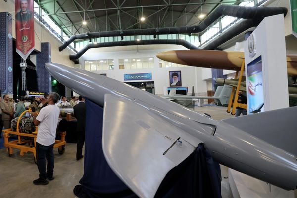 Iran's Arash drone on display during the exhibition. - Sputnik International