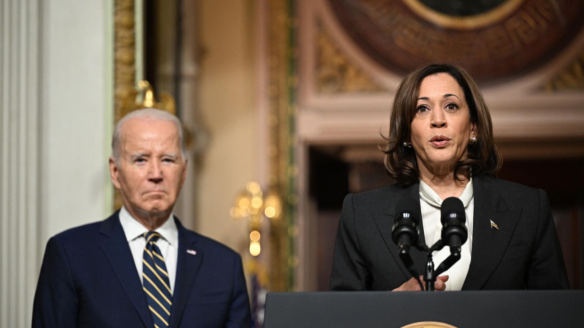 US Vice President Kamala Harris, with US President Joe Biden (L). US Vice President Kamala Harris, with US President Joe Biden (L). - Sputnik International, 1920, 24.08.2023