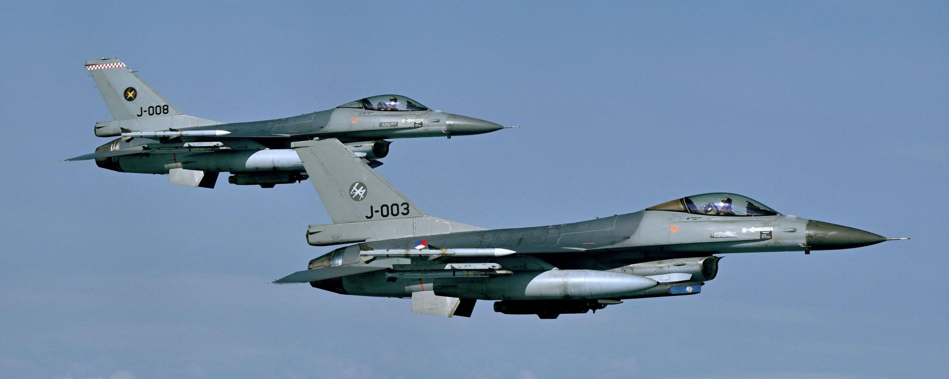 Netherlands' Air Force F-16 jetfighters take part in the NATO exercise on July 4, 2023.  - Sputnik International, 1920, 22.09.2023