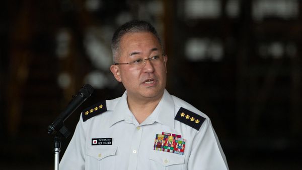 General Yoshihide Yoshida, Chief of Staff of Japan's Ground Self-Defense Force, delivers a speech during the closing ceremony of the Pacific Amphibious Leaders Symposium 2022 (PALS 22), at the Japan Ground Self-Defense Force's Camp Kisarazu in Chiba prefecture on June 16, 2022. (Photo by Philip FONG / AFP) - Sputnik International