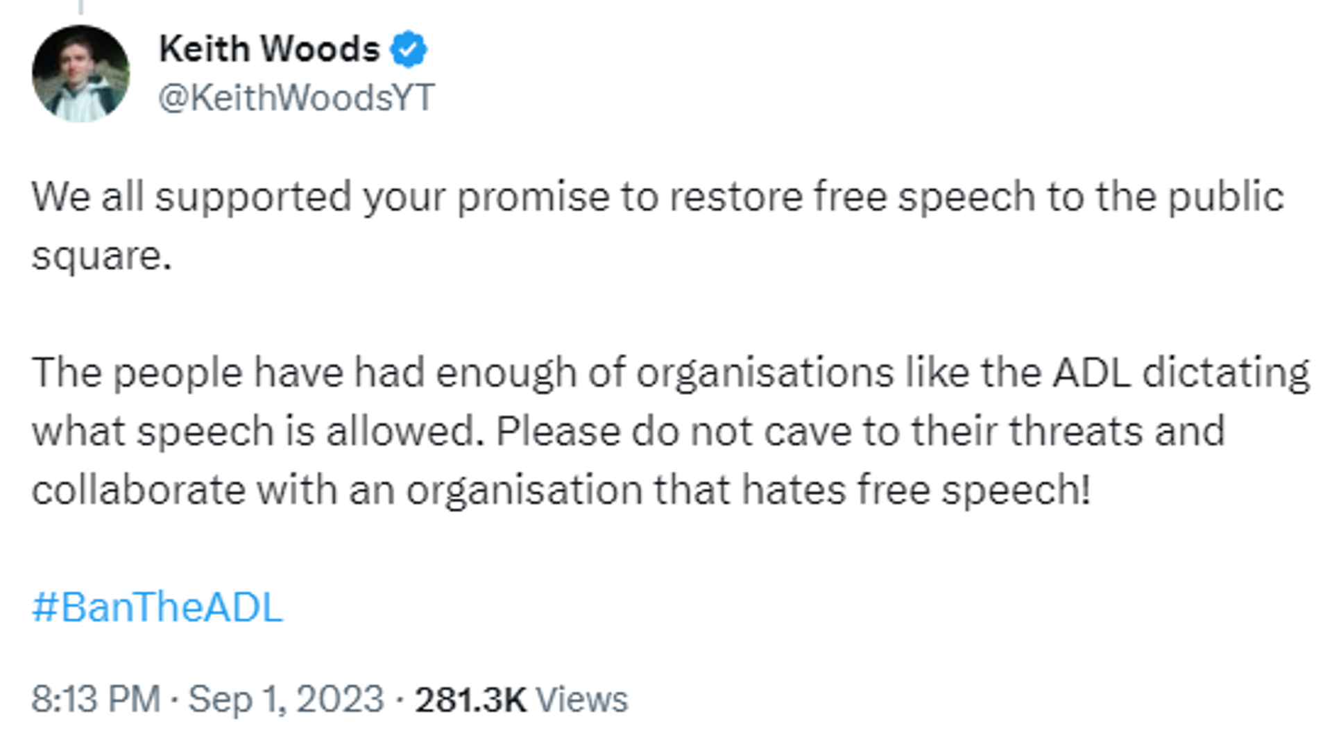 Screenshot of X post by Keith Woods. Screenshot of X post by Keith Woods. - Sputnik International, 1920, 03.09.2023