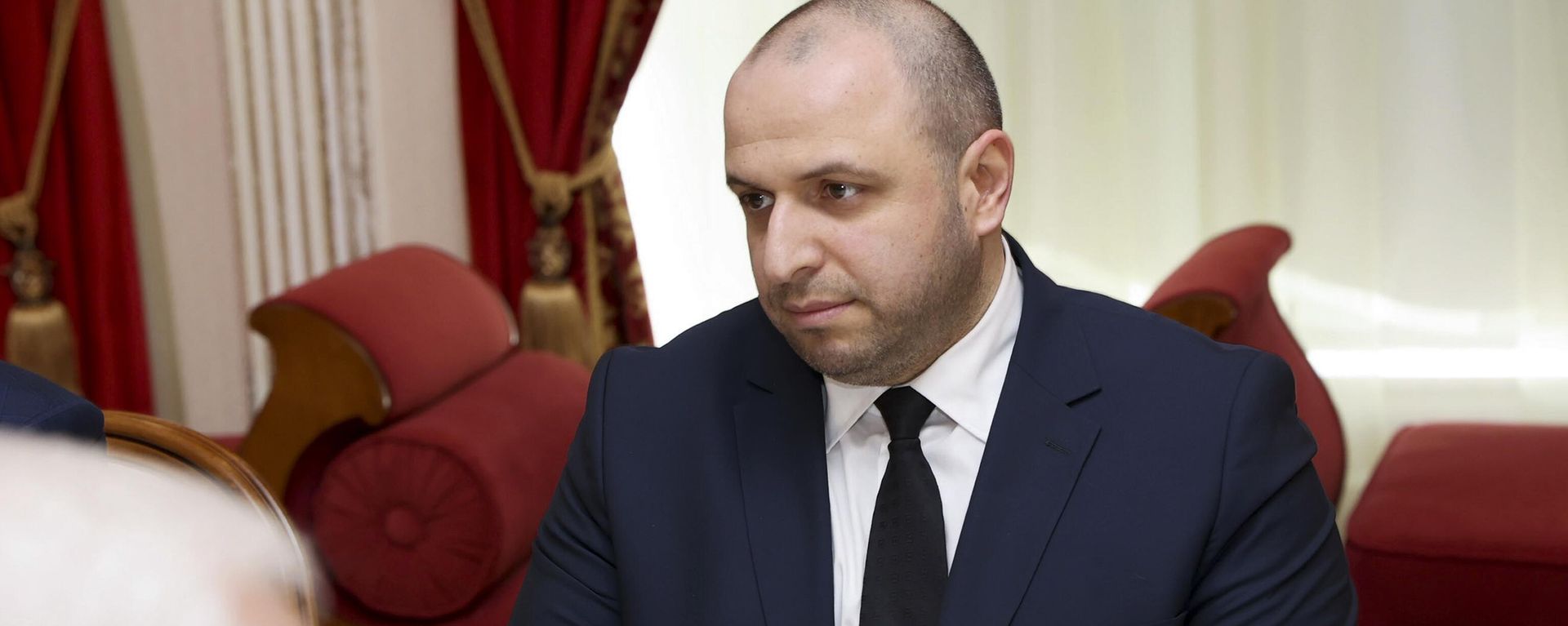 FILE - Rustem Umerov, a member of the Ukrainian Parliament, attends the peace talks with Russian delegation in Gomel region, Belarus, on Feb. 28, 2022. FILE - Rustem Umerov, a member of the Ukrainian Parliament, attends the peace talks with Russian delegation in Gomel region, Belarus, on Feb. 28, 2022. - Sputnik International, 1920, 04.09.2023
