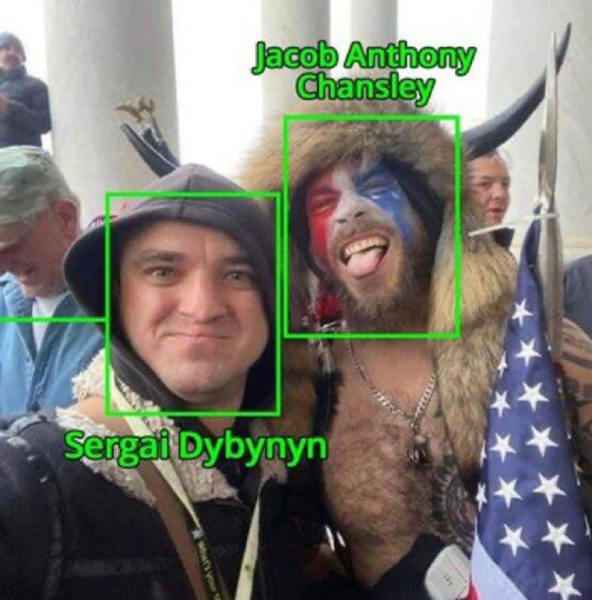 A photo of an alleged Ukrainian spy and neo-Nazi Sergei Dybynyn in a crowd near the US capitol on January 6, 2021. - Sputnik International, 1920, 05.09.2023