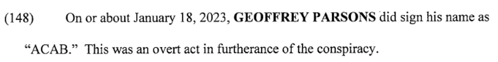Part of the Indictment in the State of Georgia case against Stop Cop City protesters that includes RICO charges. Part of the Indictment in the State of Georgia case against Stop Cop City protesters that includes RICO charges. - Sputnik International, 1920, 07.09.2023
