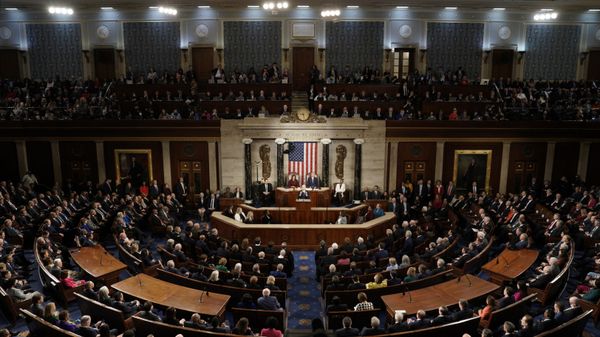 US President Joe Biden delivers the State of the Union address to a joint session of Congress in the House Chamber of the Capitol in Washington, the United States. - Sputnik International