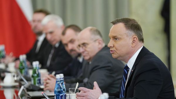 Polish President Andrzej Duda speaks as he meets with President Joe Biden at the Presidential Palace, Saturday, March 26, 2022, in Warsaw. - Sputnik International