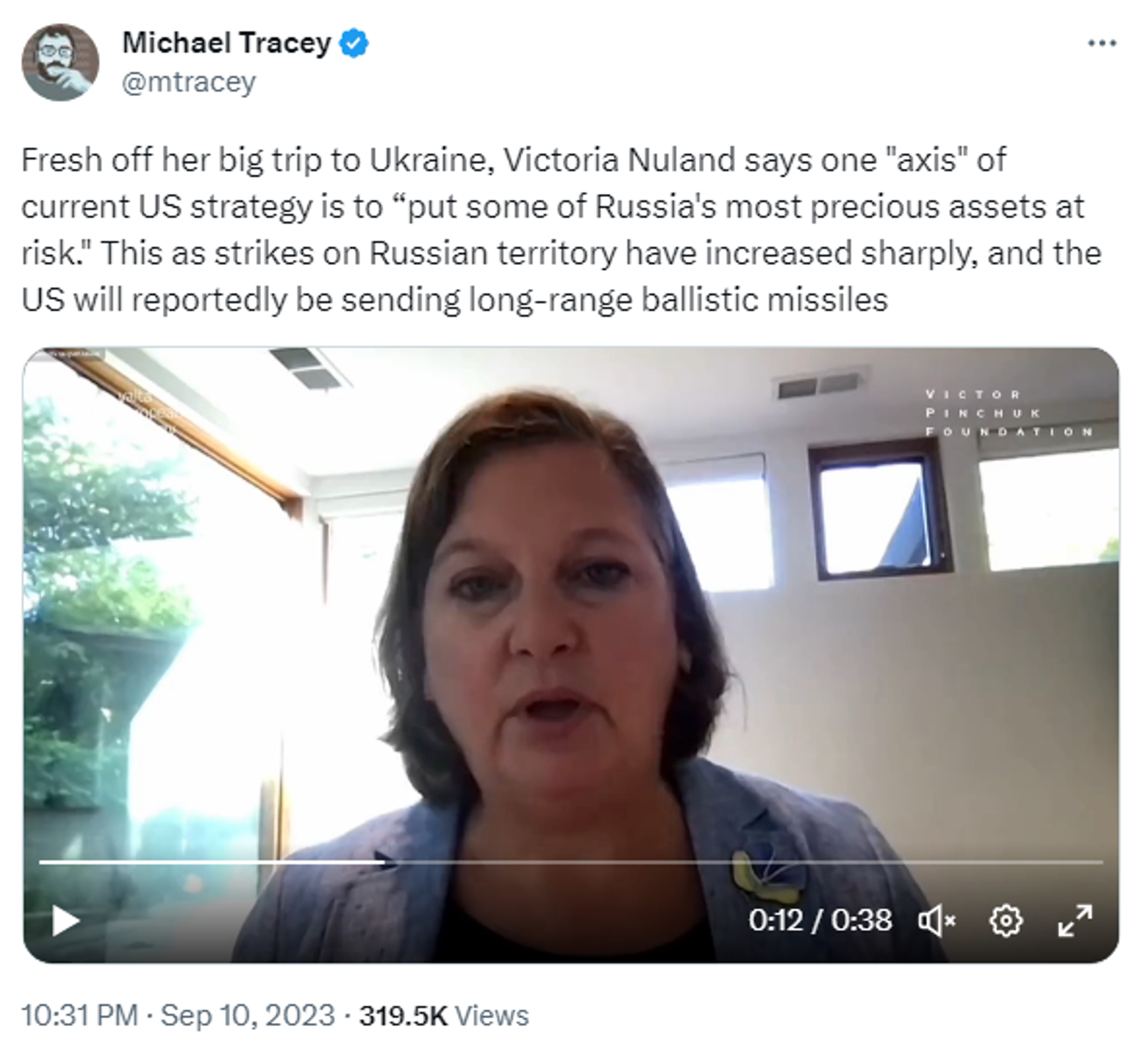 Screengrab of X post showing footage of US Acting Deputy Secretary of State, Victoria Nuland. - Sputnik International, 1920, 11.09.2023