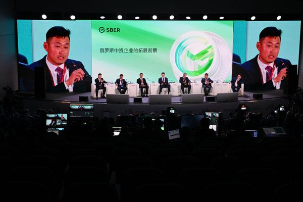 Panel discussion "Chinese business in Russia: prospects for further growth," from left to right: blogger Li Enlin, General Director of the Legendagro Holding JSC Ren Jianchao, Chairman of the Union of Chinese Entrepreneurs in Russia Zhou Liqun, First Deputy Chairman of the Management Board of the Sberbank PJSC Alexander Vedyakhin, General Director of the LLC DNS Group Dmitry Alexeev, General Director of the Huaxun Group Ru LLC Huang Guoliang, Director of the Institute of Asian and African Countries of the Lomonosov Moscow State University Alexey Maslov at the Eastern Economic Forum in Vladivostok. - Sputnik International