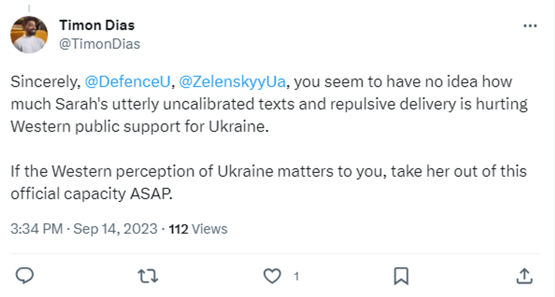 User's comment - Sputnik International, 1920, 14.09.2023