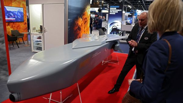 A guide missile ground target KEPD 350 manufactured by the Swedish-German company Taurus is displayed at the International Defense and Security fair of Madrid, on May 17, 2023 - Sputnik International