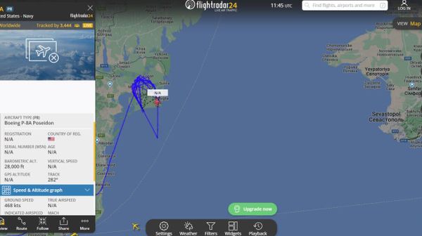 During the missile attack on Sevastopol, an American Boeing P-8A Poseidon reconnaissance aircraft of the U.S. Navy was located in the area of the Black Sea coast. - Sputnik International