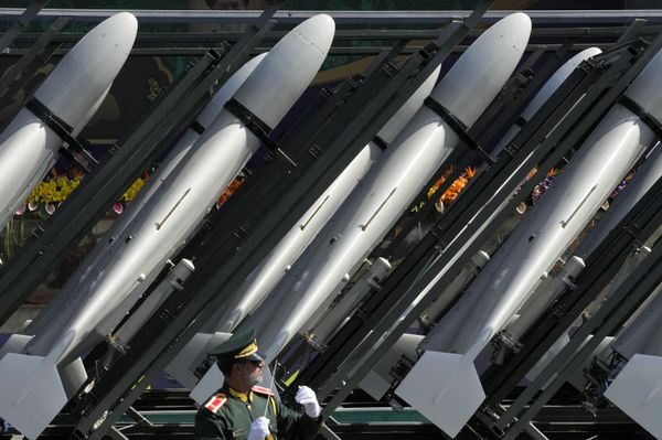 Iranian-made drones of the Revolutionary Guard aerospace division are seen on a truck during an annual military parade.  - Sputnik International