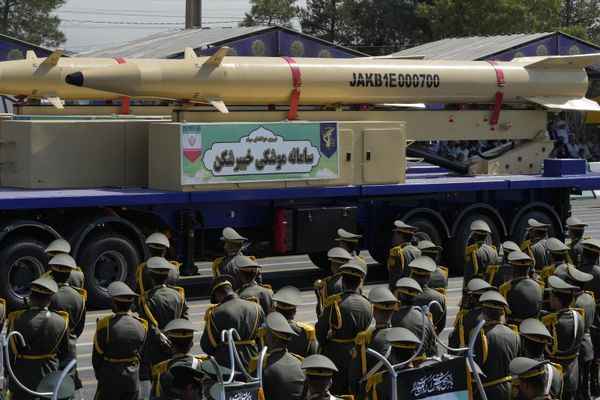 "Khaibar-buster" missiles are carried on a truck. The missiles were introduced in 2022 with a range of over 1400 km.  - Sputnik International